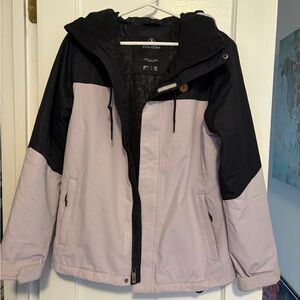 Volcom Women's Two-Tone Hooded Ski Jacket - Black & Light Lavender